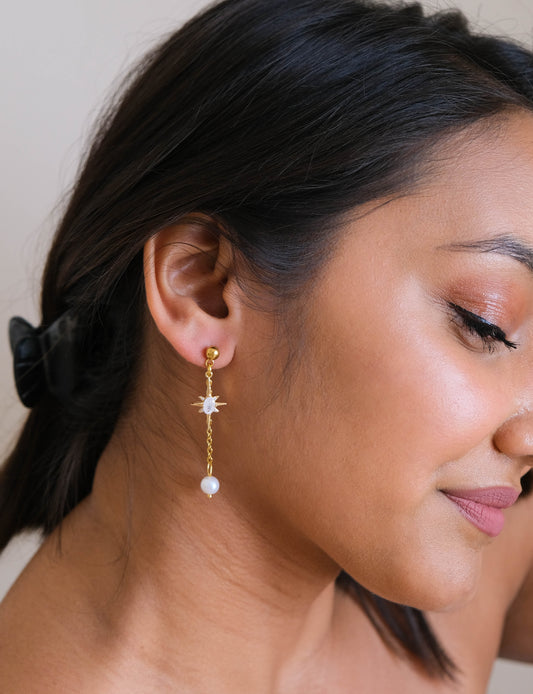Estelle White Star Earrings